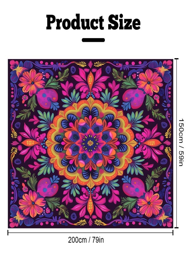 BVBOX Blacklight Mandala Tapestry 79"x59", UV Reactive Glow In The Dark Black Light Mandala Wall Art Tapestry Posters for Living Room, Bedroom(Type 6) - Image 4